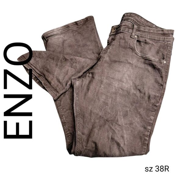 Enzo Black Distressed Denim Bootcut Jeans - Picture 1 of 10